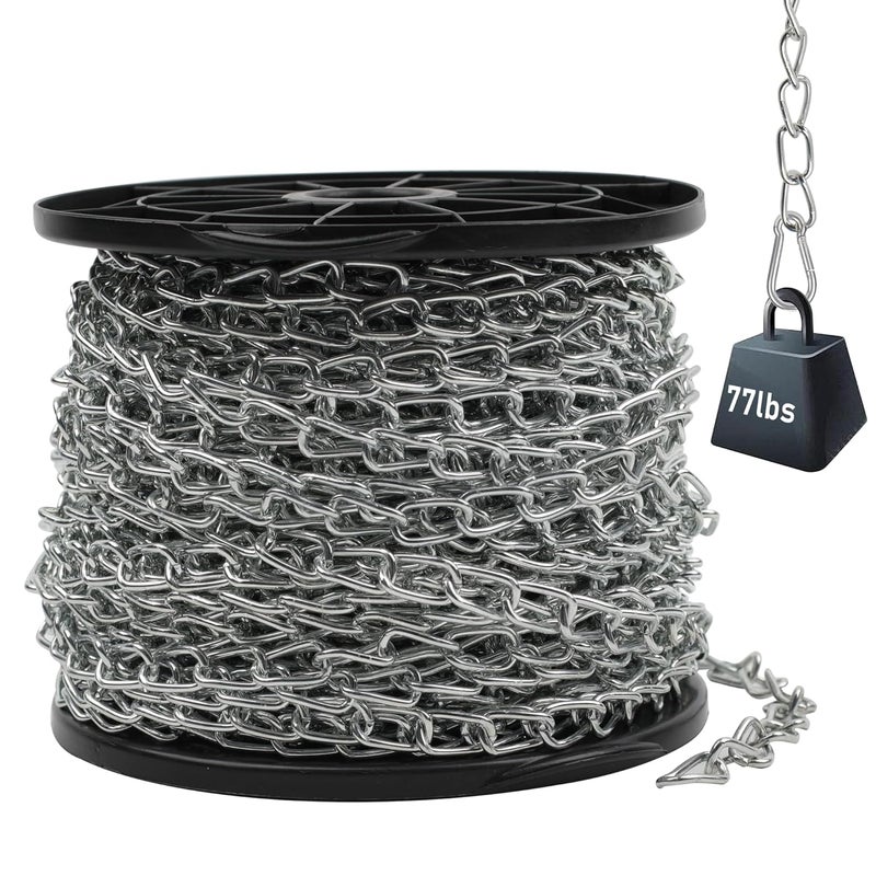 Aothotop 65ft Jack Chain for Hanging, Thick Steel Chain, Small Chain for Hanging, Utility Chain for Home Outdoor Camping, Heavy Duty Chain for Hanging Baskets, Plants,Thickness 0.08 inches (2mm) - Image 1